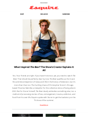 Esquire - What Inspired ‘The Bear'? The Creator Explains
