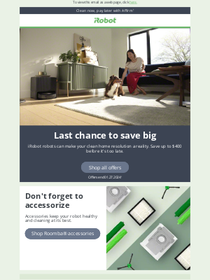 iRobot - Last chance to save up to $400!