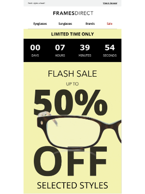 FramesDirect - FLASH SALE: Up to 50% off selected brands + 60% off lenses