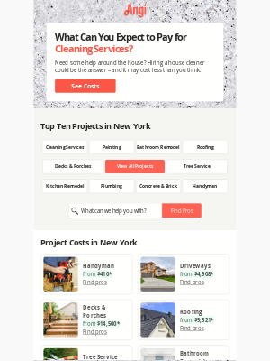 HomeAdvisor - Cleaning costs in New York