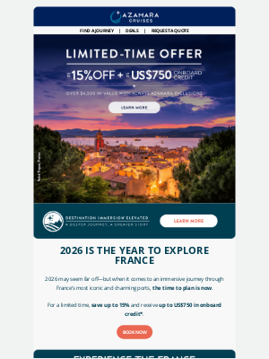 Azamara Club Cruises - France Is Calling—Book Now and Save