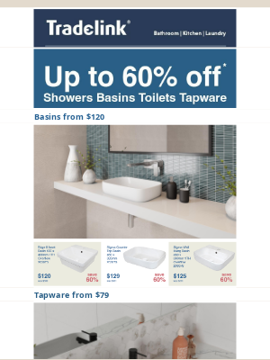 Tradelink (Australia) - Tapware from $79, an affordable upgrade!