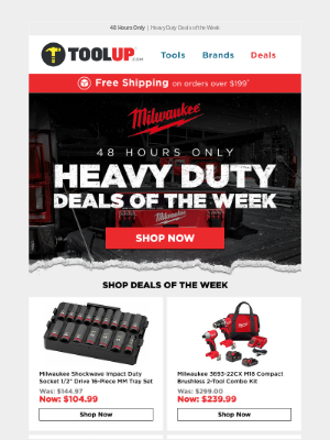 Toolup - 48 Hours Only: Heavy Duty Milwaukee Deals Up to 40% Off!