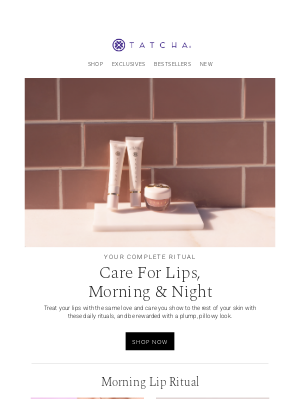 Tatcha - How to care for lips AM & PM