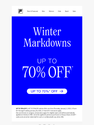 Fila Inc. - Winter Markdowns, Up to 70% Off