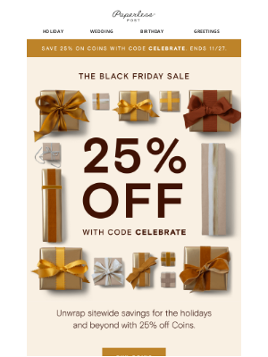 Paperless Post - Happy Black Friday! Save 25% sitewide