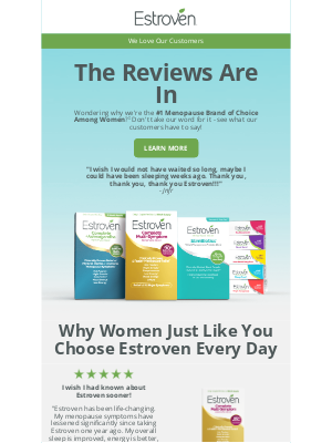 Estroven - Why are we the #1 Menopause Brand of Choice Among Women?‡