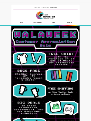 Heat Transfer Warehouse - Welcome to WALAWeek 🔥 Major Savings Inside