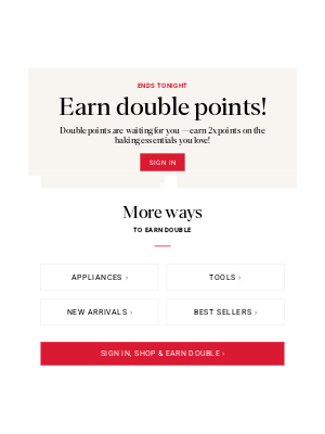King Arthur Baking Company - Last Chance for Double Points!