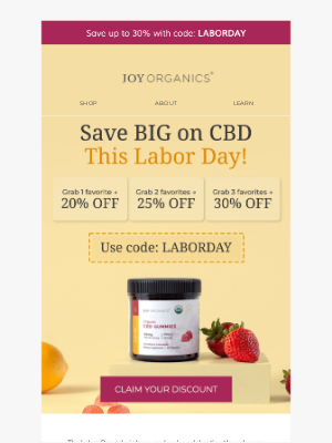 Joy Organics - Labor Day Sale!
