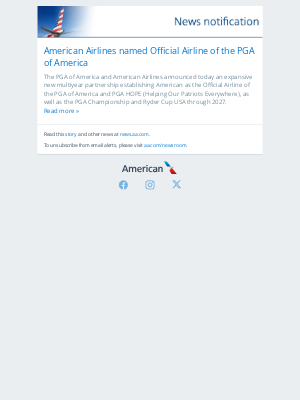 American Airlines - American Airlines named Official Airline of the PGA of America
