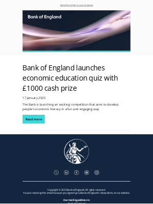 Bank of England - Bank of England launches economic education quiz with £1000 cash prize