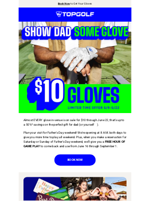 Topgolf - Grab a $10 Golf Glove for Father's Day