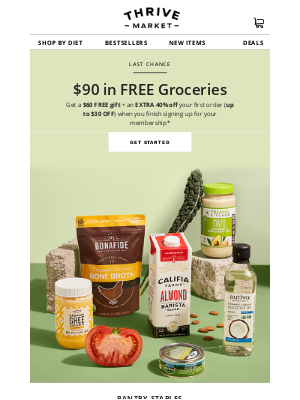 Thrive Market - Last chance! Claim your $90 in FREE groceries