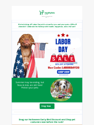 HealthyPets - 🎉 Labor Day Sale: 20% Off for Pets & Parents!