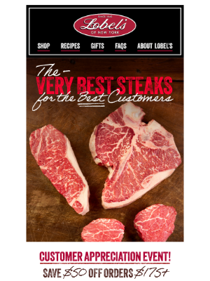 Order your favorite steaks today & save $50!