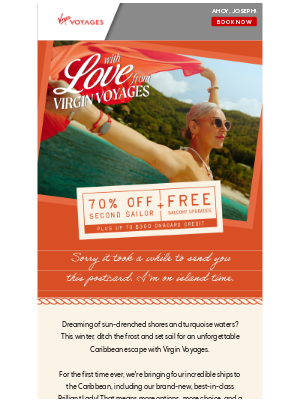 Virgin Voyages - Sail to the Caribbean with 70% off your 2nd Sailor & a (free!) balcony upgrade 🚢