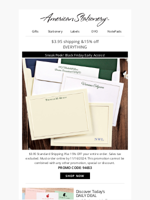 American Stationery - Sneak Peek! Black Friday Early Access