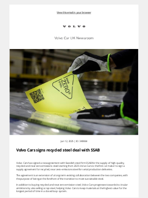 Volvo Cars - [Volvo Car UK News] Volvo Cars signs recycled steel deal with SSAB