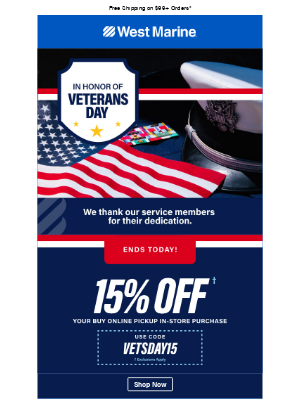 West Marine - Last chance at 15% off!