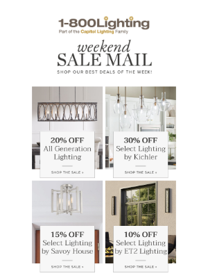 Capitol Lighting's 1800lighting - SALE ALERTS: Generation Lighting • Kichler • Savoy House • ET2 & MORE!