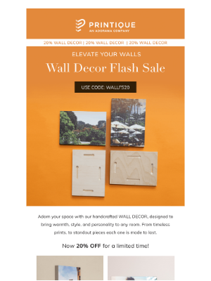 Printique - 20% on Wall Decor for a limited time only