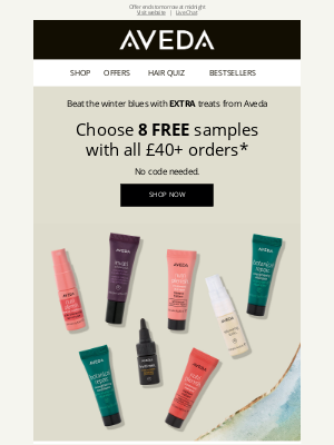 Aveda (UK) - Feeling blue? Let us treat you to 8 FREE samples