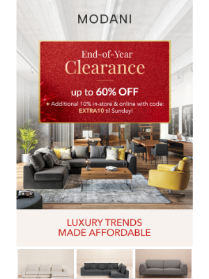 Modani Furniture - Year-End Blowout | Save Up to 60%