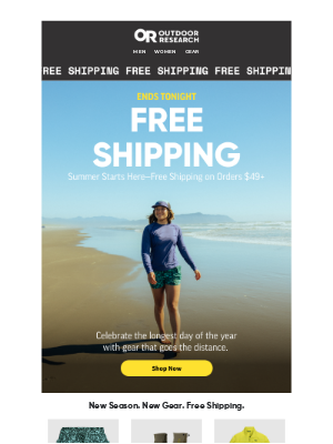 Outdoor Research - Free Shipping Ends Tonight!