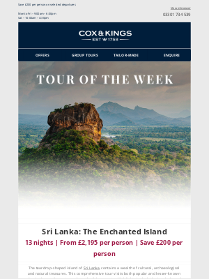 Cox & Kings(United Kingdom) - Discover Sri Lanka with our tour of the week