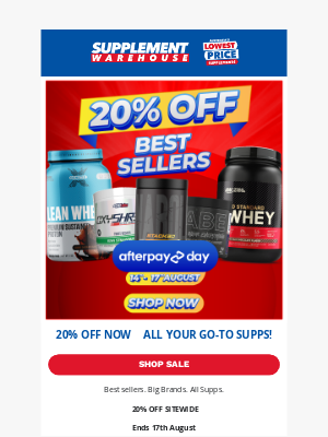 Supplement Warehouse (Australia) - Fave Supp? 💪  20% Off Now
