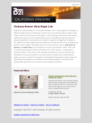 B-21 Fine Wines - Chateau Buena Vista Napa Cab