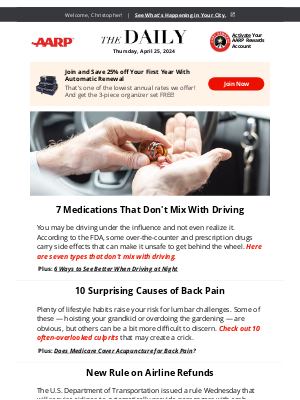 AARP - The Daily — 7 Medications That Don't Mix With Driving