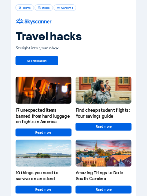 Skyscanner  - Your travel hack –  17 unexpected items banned from hand luggage on flights in America