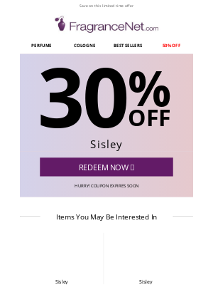 FragranceNet - 30% OFF | Sisley & more...