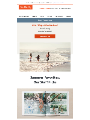 Shutterfly - Summer savings are coming in HOT with 50% OFF!