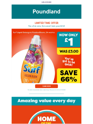 Poundshop - £1 SURF LAUNDRY LIQUID 🌼 24 HOURS ONLY!