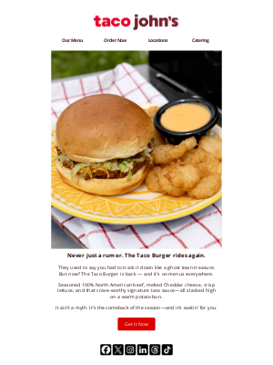 Taco John's - The legend is back — and now it's everywhere 🌮🍔