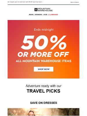 Mountain Warehouse (Rest of Europe) - Easter Just Got Sweeter: 50% Or More Off