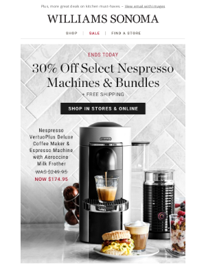 Pottery Barn Kids - LAST DAY: 30% off select Nespresso machines & bundles + more new arrivals for your morning cup