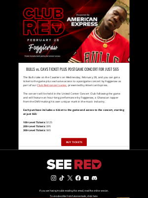 Chicago Bulls - Bulls vs. Cavs + Postgame Concert for $65 🔥