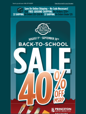 Artist & Craftsman Supply - A&C Back-To-School Sale Is On – Save 40% OFF MSRP!