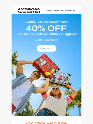 American Tourister - 40% Off + Extra 15% Off All Disney Luggage