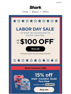 Shark Cleaning - Labor Day Sale starts NOW—Up to $100 off.
