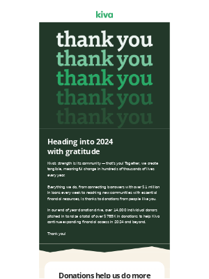 Kiva - 💚 We’re starting 2024 with a “Thank you”