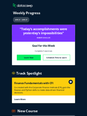 DataCamp - New Course: Math for Finance Professionals