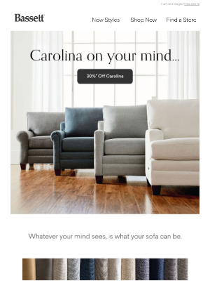 Bassett Furniture Industries - Carolina Custom Comfort On Sale Now!