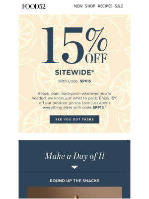 Food52 - Take 15% off sitewide, including outdoor faves.