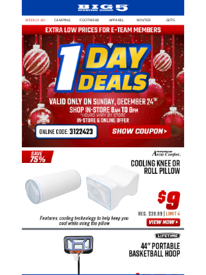 Big 5 Sporting Goods - 🎁 $19 Rechargeable Bluetooth Party Speaker + $20 Wool Lined  Short Boots+ Other One Day Deals, Sunday Only!