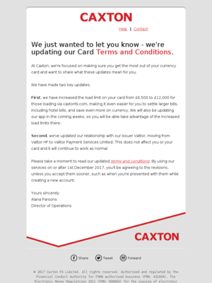 Caxton FX - Update to our Terms and Conditions